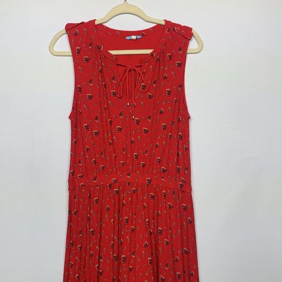 Leifnotes Red Pleated Sleeveless Midi Sundress - Picture 2 of 12